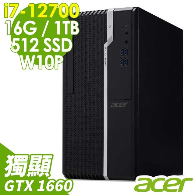 【Acer 宏碁】i7 GTX1660商用繪圖電腦(VS2690G/i7-12700/GTX1660_6G/16G/512G SSD+1TB HDD/W10P)