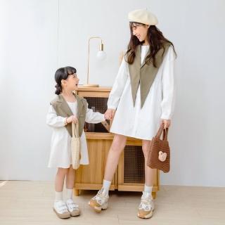 【OB 嚴選】韓系可拆式西裝領真兩件洋裝親子款童 《QA1532》