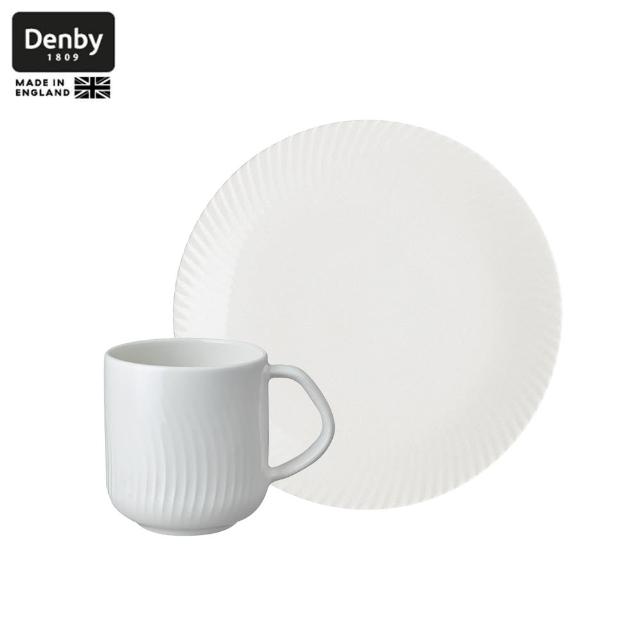 【DENBY】摩登幾何單人午茶杯盤組-雪白