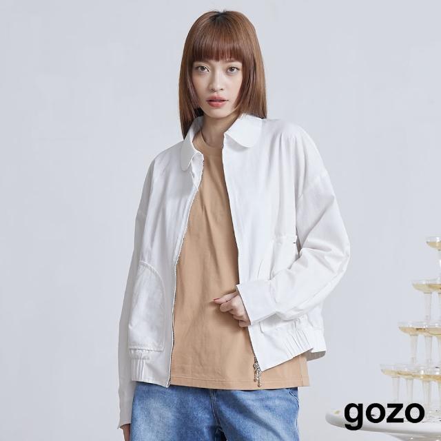 【gozo】工藝繡花雙拉鍊襯衫外套(兩色)