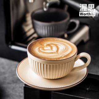 【渥思】職人手作條紋咖啡杯盤組(咖啡杯組.下午茶杯盤.點心盤)