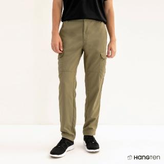 【Hang Ten】男裝-REGULAR FIT提織口袋吸濕排汗長褲(灰綠)