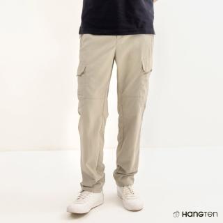 【Hang Ten】男裝-REGULAR FIT提織口袋吸濕排汗長褲(灰)
