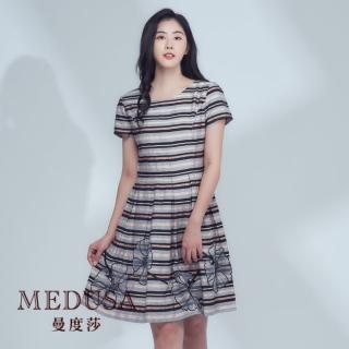 【MEDUSA 曼度莎】現貨-橫紋紋理經典版型洋裝（M-XL）｜洋裝 連身裙 小洋裝(101-22206)