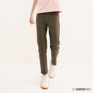【Hang Ten】女裝-REGULAR FIT鬆緊腰頭長褲(橄欖綠)