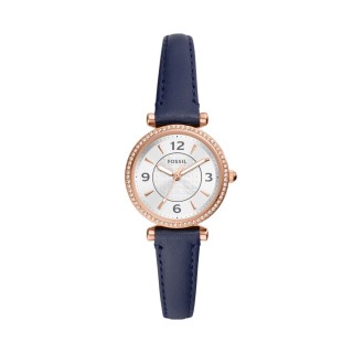 【FOSSIL】古典佳人時尚腕錶-玫瑰金X藍(ES5295)