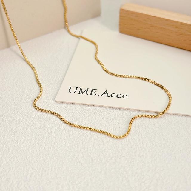 【UME.Acce】立體方珠細鍊鈦鋼項鍊(鈦鋼 項鍊 鈦鋼項鍊 方珠鍊 不退色項鍊 鍍18K金)
