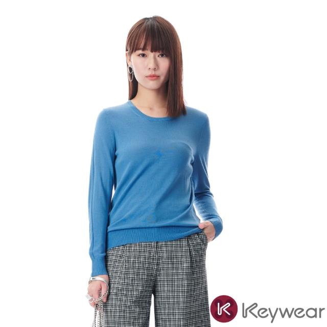 【KeyWear 奇威名品】輕柔舒適圓領針織毛衣(共4色)