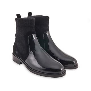 【A.S.O 阿瘦集團】時尚流行彈性布異材質拼接真皮短靴(黑)