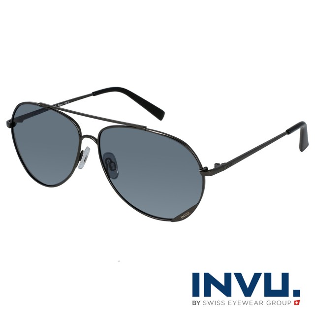 【INVU】瑞士時尚飛行員框偏光太陽眼鏡(鐵灰 T1005C)