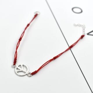 【玖飾時尚】紅線手繩 925純銀簡約和平(手環)
