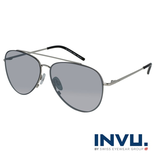 【INVU】瑞士率性飛行員框偏光太陽眼鏡(銀 P1904F)