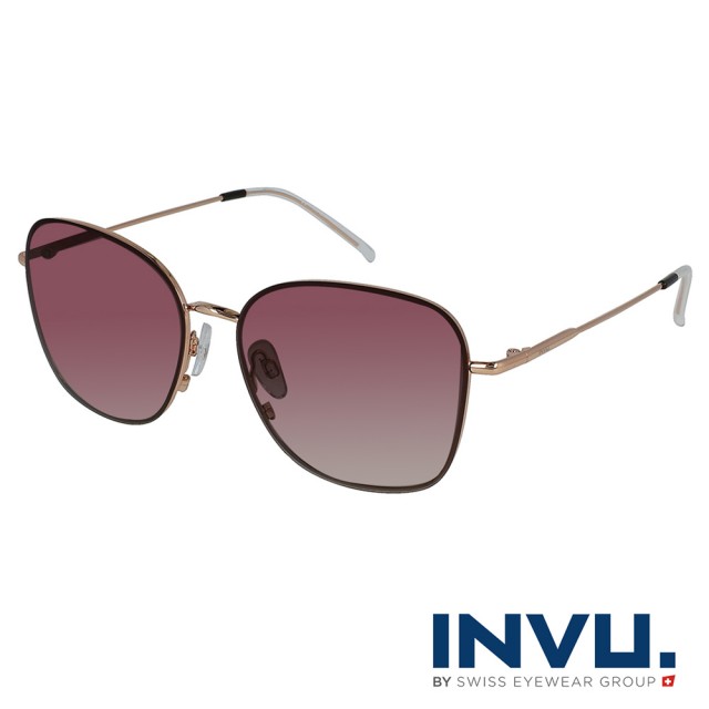 【INVU】瑞士方圓簡潔偏光太陽眼鏡(玫瑰金 P1901F)