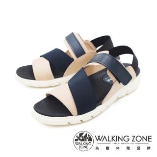 【WALKING ZONE】女 彈力帶厚底增高涼鞋 女鞋(藍)