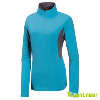 【Mountneer山林】女 透氣排汗長袖上衣-水藍 31P32-79(透氣排汗衣/長袖上衣)