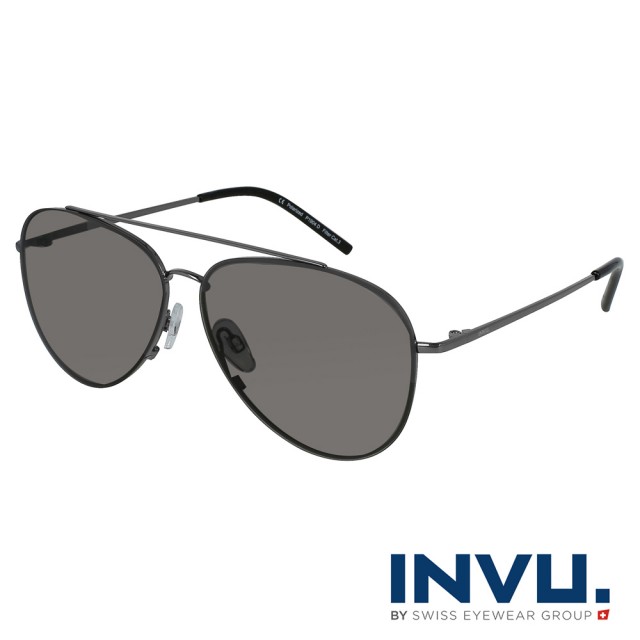 【INVU】瑞士率性飛行員框偏光太陽眼鏡(黑 P1904D)