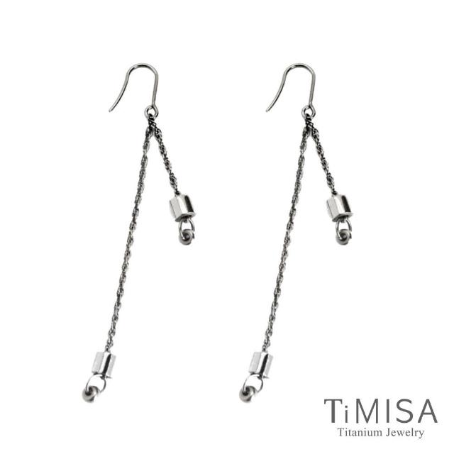【TiMISA】情有獨鍾 純鈦耳環一對(垂墜耳環)