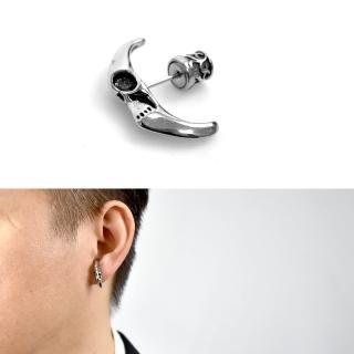 【玖飾時尚】男生耳環 潮酷立體骷髏鋼耳針(耳針耳環)