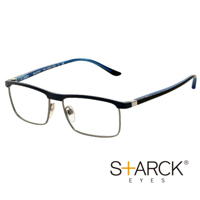 【STARCK】法國極簡主義設計巨擘 知性眉框設計款平光眼鏡(黑 PL3029-0002)