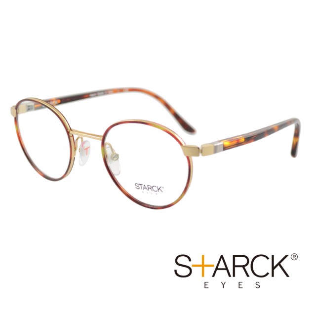 【STARCK】法國極簡主義設計巨擘 都會洗練風格時尚造型平光眼鏡-琥珀(琥珀 PL2026-0001)
