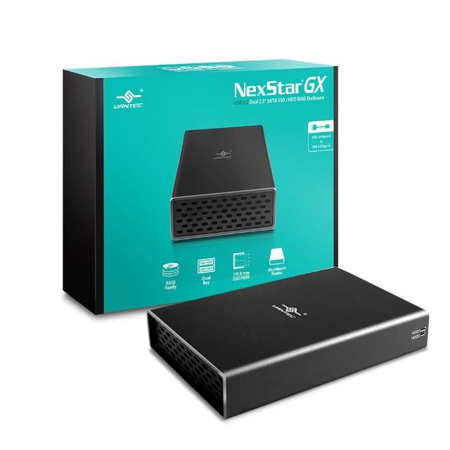 【Vantec 凡達克】NexStarRGX USB 3.0雙槽2.5吋SATA SSD / HDD RAID外接盒(NST-272S3-BK)