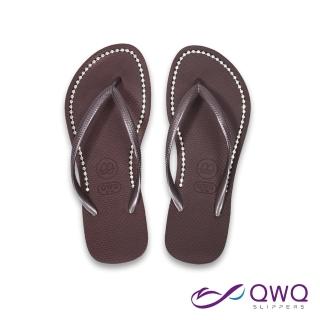 【QWQ】水鑽人字夾腳拖鞋 防滑拖鞋 質感鑽鍊-璀璨面鑽系列-焦糖棕/咖啡 MIT(AEBB00707)