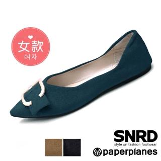 【Paperplanes】韓國連線/版型偏小。優雅韓系質感名牌尖頭娃娃鞋(7-9LT102F/3色/現貨)