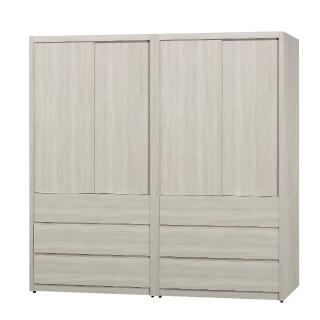【MUNA 家居】莫托斯6.4X7尺鋼刷白色推門衣櫥(衣櫃)