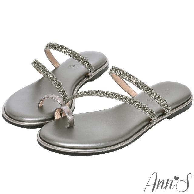 【Ann’S】鑽石糖碎石2.0細帶套拇指平底涼拖鞋(黑灰)
