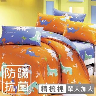【HongYew 鴻宇】100%美國棉 防蹣抗菌 床包枕套二件組-恐龍公園(單人)