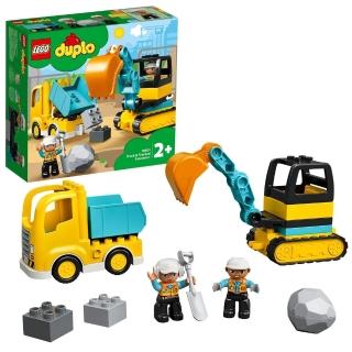 【LEGO 樂高】得寶系列 10931 卡車 & 挖土機(交通工具 學齡前玩具)