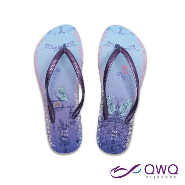 【QWQ】插圖女款夾腳人字拖鞋-文創系列-虹欄-紫 MIT(ACBA01303)