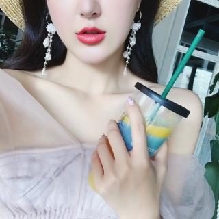 【Emi 艾迷】韓系浪漫花嫁雪白花瓣珍珠晶透流蘇耳環