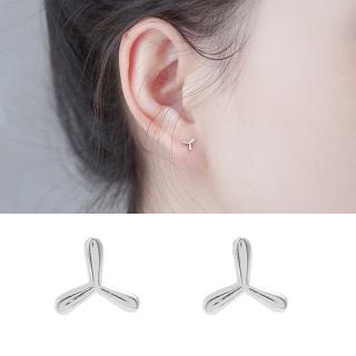 【Emi 艾迷】韓系925銀針極簡系列風車三葉耳環