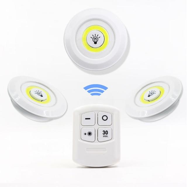 【E-life】黏貼式觸摸LED無線遙控拍拍燈(3入燈+1個遙控器)