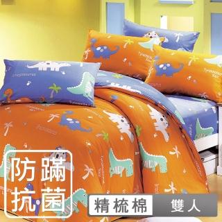 【HongYew 鴻宇】100%美國棉 防蹣抗菌 床包枕套三件組-恐龍公園(雙人)