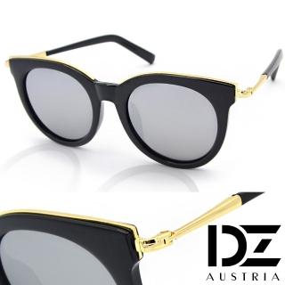 【DZ】UV400防曬偏光太陽眼鏡墨鏡-玩美眉框(黑框水銀膜)
