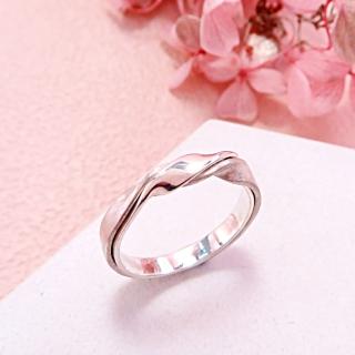 【ART64】交錯雙質感緞帶扭結戒指 純銀戒指(女款)