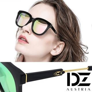 【DZ】UV400防曬偏光太陽眼鏡墨鏡-摩登異想(黑框綠彩粉膜)