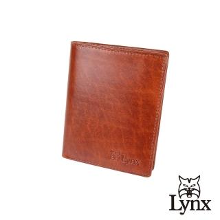 【Lynx】美國山貓J傑克系列牛皮9卡直式短夾/皮夾 雙鈔/壓扣零錢袋/大鈔位6卡卡片位(雙色咖)