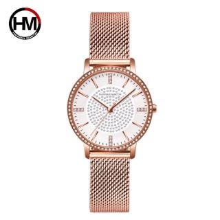【HANNAH MARTIN】時尚璀璨鑲鑽女錶-米蘭錶帶(HM-1074)