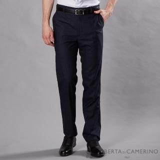 【ROBERTA 諾貝達】合身版 商務 平面格紋西裝褲(深藍)