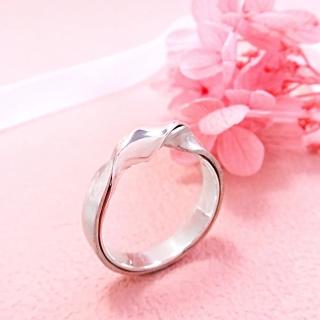 【ART64】交錯雙質感緞帶扭結戒指 純銀戒指(男款)