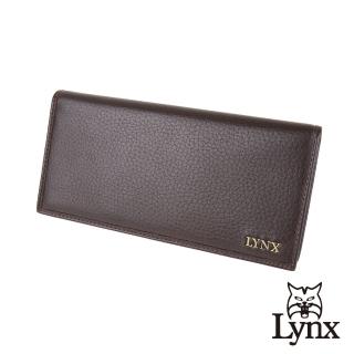 【Lynx】美國山貓荔枝紋進口牛皮16卡長夾/皮夾 透明窗/多卡位/拉鏈隔層袋(咖啡色)