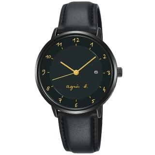 【agnes b.】法式手繪風格腕錶-33mm/黑x金(VJ12-KY40G/B4A006J1)