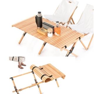 【May Shop】爆款新品!!戶外折疊蛋捲桌家用自駕游實木燒烤野餐桌