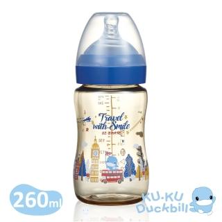 【KU.KU. 酷咕鴨】樂遊倫敦PPSU寬口奶瓶260ml(魅力藍)