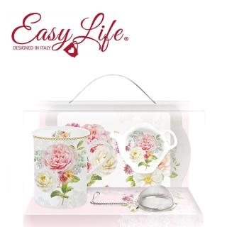 【義大利Easy Life】浪漫蕾絲 骨瓷茶杯組(250ml骨瓷杯 茶球 托盤 茶拖)
