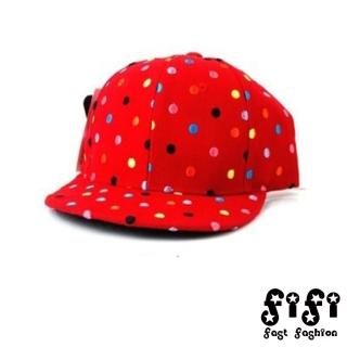 【FIFI 飛時尚】韓國EXO鹿同款彩色點點刺繡原宿風棒球帽 防曬遮陽帽(紅)