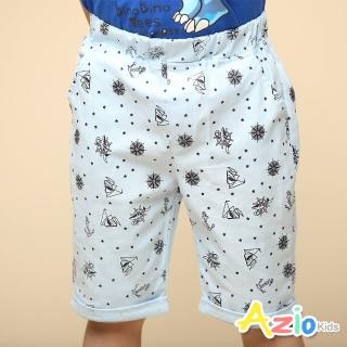 【Azio Kids 美國派】男童 短褲 滿版船錨圖樣休閒短褲(藍)